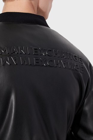 Armani Exchange - Armani Exchange Logolu Dik Yaka Regular Fit Erkek Mont 6KZB03 ZNHWZ 1200 SİYAH (1)