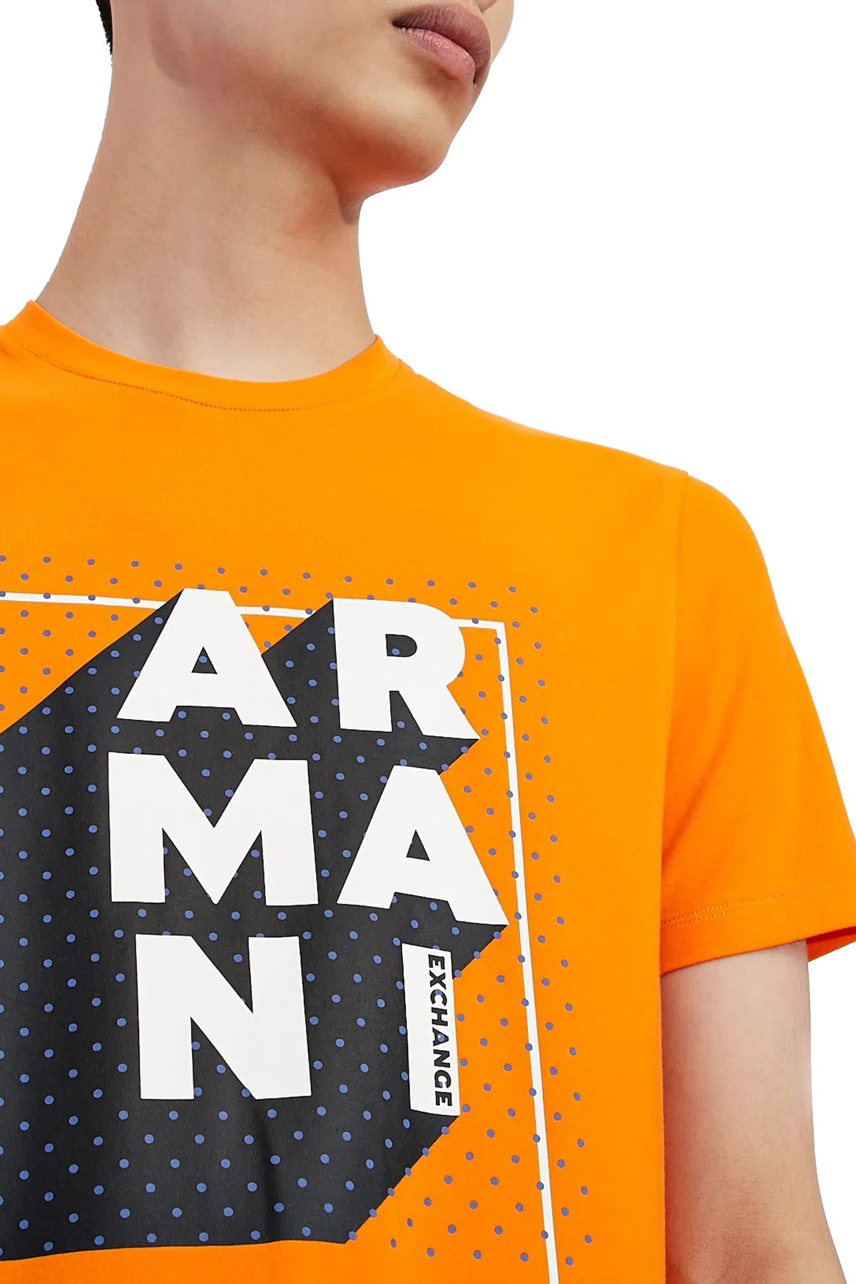 Armani Exchange Pamuklu Baskılı Bisiklet Yaka Erkek T Shirt 3KZTNC ZJE6Z 1447 ORANGE