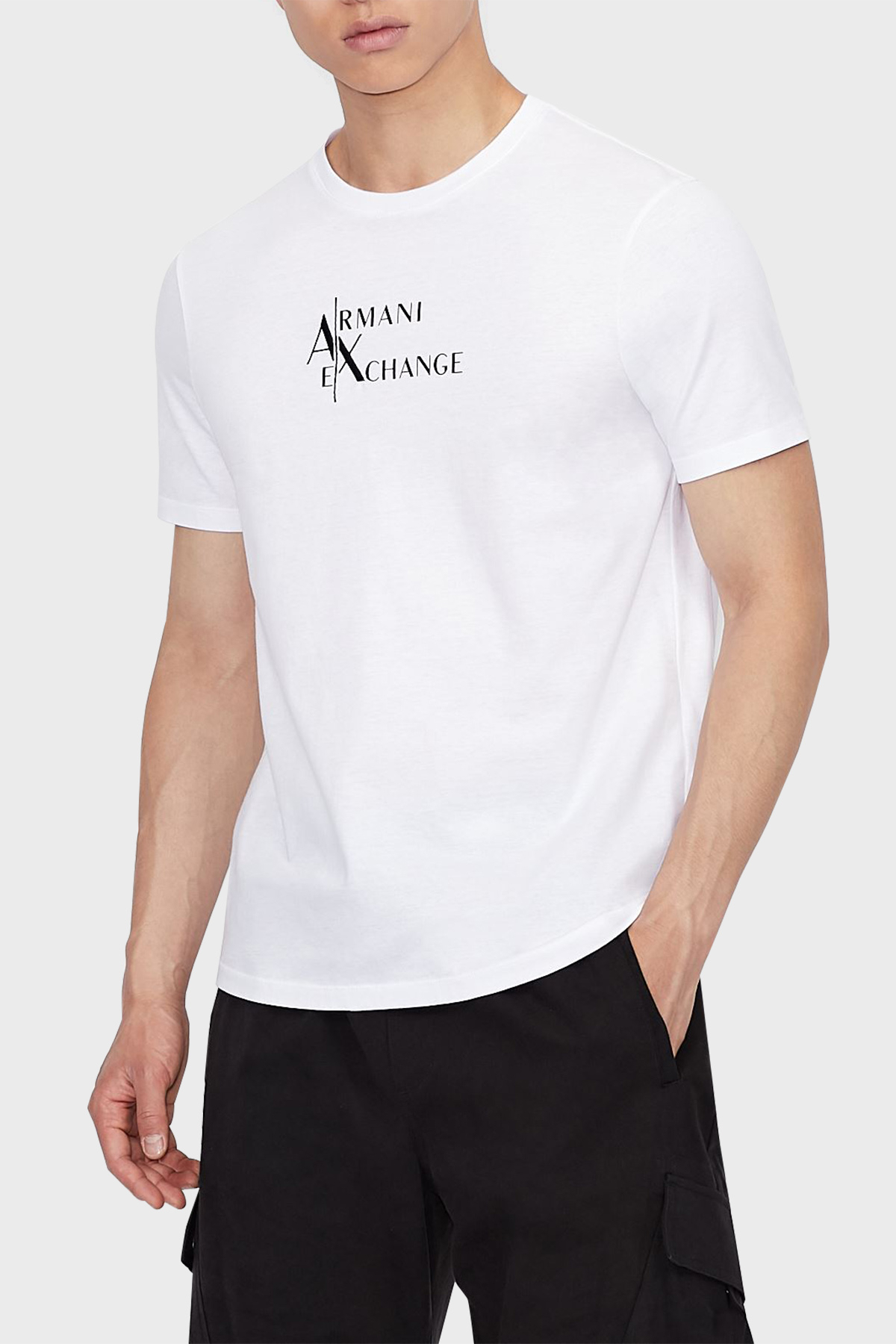 Armani Exchange % 100 Organik Pamuk Regular Fit Erkek T Shirt 6KZTAX ZJ5LZ 1100 BEYAZ