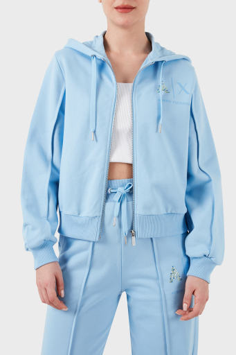 Armani Exchange Fermuarlı Kapüşonlu Regular Fit Bayan Sweat 3DYM33 YJFEZ 15DD MAVİ - 1