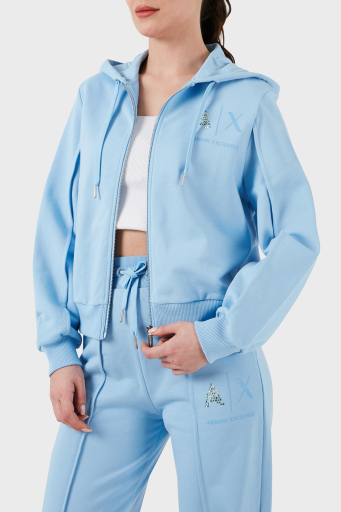 Armani Exchange Fermuarlı Kapüşonlu Regular Fit Bayan Sweat 3DYM33 YJFEZ 15DD MAVİ - 2