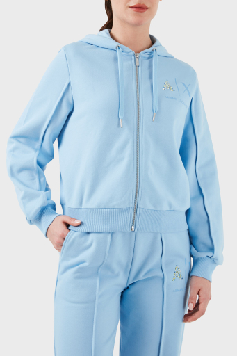 Armani Exchange Fermuarlı Kapüşonlu Regular Fit Bayan Sweat 3DYM33 YJFEZ 15DD MAVİ - 8