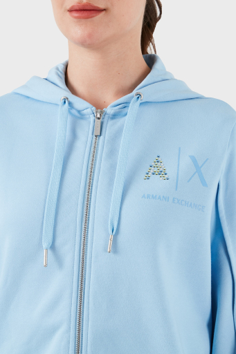 Armani Exchange Fermuarlı Kapüşonlu Regular Fit Bayan Sweat 3DYM33 YJFEZ 15DD MAVİ - 9