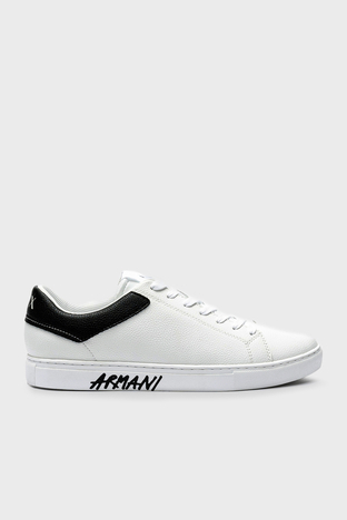 Armani Exchange - Armani Exchange Hakiki Deri Sneaker Erkek Ayakkabı XUX145 XV598 K488 BEYAZ-SİYAH