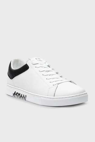 Armani Exchange - Armani Exchange Hakiki Deri Sneaker Erkek Ayakkabı XUX145 XV598 K488 BEYAZ-SİYAH (1)