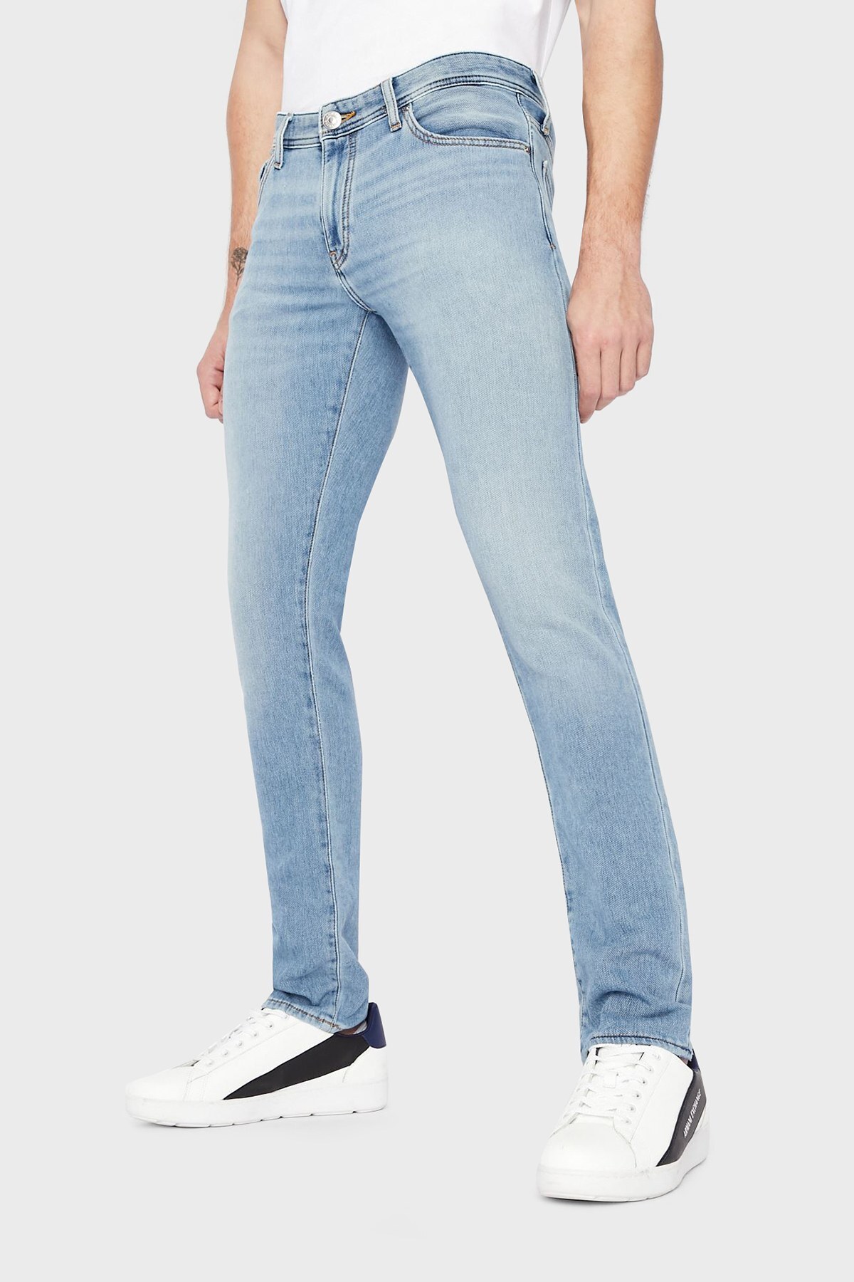 Armani Exchange J14 Streç Pamuklu Normal Bel Skinny Fit Jeans Erkek Kot Pantolon 3LZJ14 ZAP6Z 1500 AÇIK MAVİ