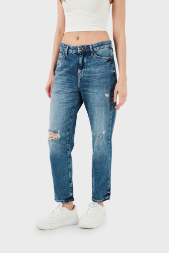 Armani Exchange J16 Yüksek Bel Boyfriend Jeans Bayan Kot Pantolon 3DYJ16 Y16GZ 05EK MAVİ - 7