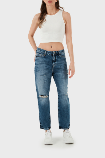 Armani Exchange J16 Yüksek Bel Boyfriend Jeans Bayan Kot Pantolon 3DYJ16 Y16GZ 05EK MAVİ - 8