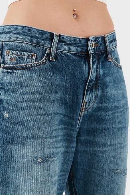 Armani Exchange J16 Yüksek Bel Boyfriend Jeans Bayan Kot Pantolon 3DYJ16 Y16GZ 05EK MAVİ - 5