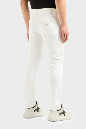 Armani Exchange J27 Yırtık Detaylı Slim Fit Dar Paça Jeans Erkek Kot Pantolon 3DZJ27 Z1AAZ 1100 BEYAZ - 8