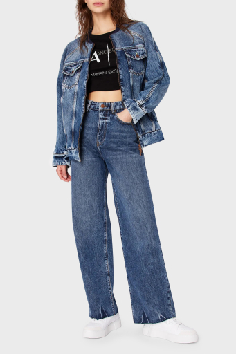 Armani Exchange J38 Relaxed Fit Geniş Paça Jeans Bayan Kot Pantolon 3DYJ38 Y16EZ 1500 MAVİ - 6