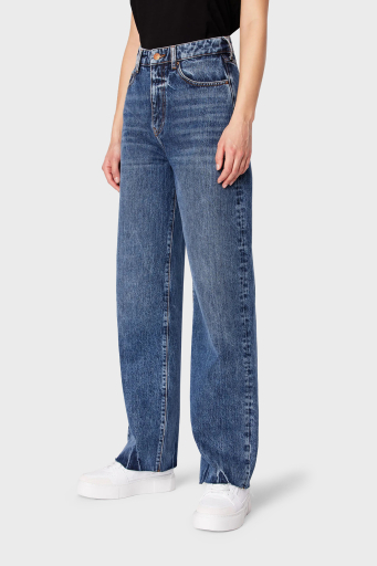 Armani Exchange J38 Relaxed Fit Geniş Paça Jeans Bayan Kot Pantolon 3DYJ38 Y16EZ 1500 MAVİ - 7