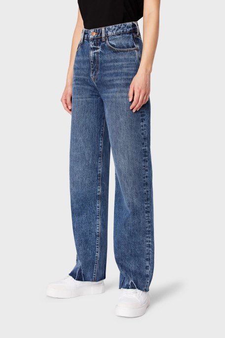 Armani Exchange J38 Relaxed Fit Geniş Paça Jeans Bayan Kot Pantolon 3DYJ38 Y16EZ 1500 MAVİ - 2