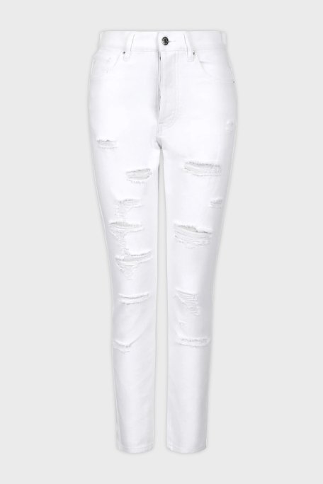 Armani Exchange J51 Yırtık Detaylı Tapered Fit Jeans Bayan Kot Pantolon 3DYJ51 Y1HRZ 1100 BEYAZ - 5