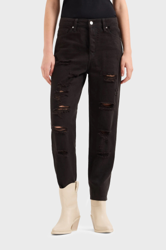 Armani Exchange J51 Yırtık Detaylı Tapered Fit Jeans Bayan Kot Pantolon 3DYJ51 Y1HRZ 1200 SİYAH - 7
