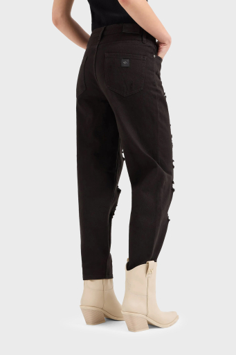 Armani Exchange J51 Yırtık Detaylı Tapered Fit Jeans Bayan Kot Pantolon 3DYJ51 Y1HRZ 1200 SİYAH - 8