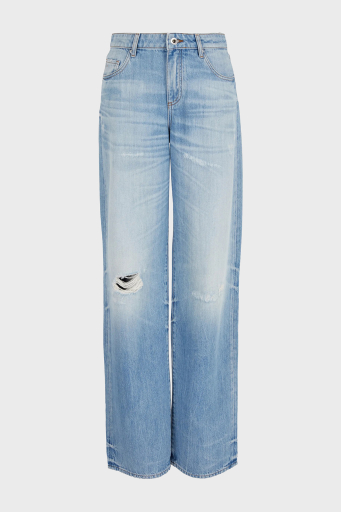 Armani Exchange J52 Relaxed Fit Geniş Paça Jeans Bayan Kot Pantolon 3DYJ52 Y16GZ 05EL AÇIK MAVİ - 1