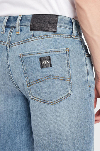 Armani Exchange J65 Pamuklu Keten Karışımlı Slim Fit Kot Erkek Short 3LZJ65 Z1FCZ 1500 AÇIK MAVİ - 7