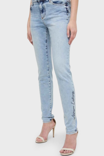Armani Exchange J69 Normal Bel Slim Fit Jeans Bayan Kot Pantolon 3DYJ69 Y36DZ 1500 MAVİ - 4
