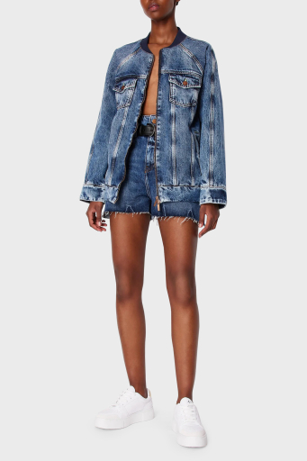 Armani Exchange J71 Yırtık Detaylı Yüksek Bel Kot Bayan Short 3DYJ71 Y16EZ 1500 MAVİ - 3