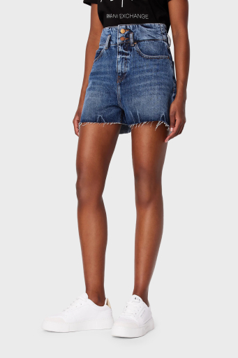 Armani Exchange J71 Yırtık Detaylı Yüksek Bel Kot Bayan Short 3DYJ71 Y16EZ 1500 MAVİ - 6
