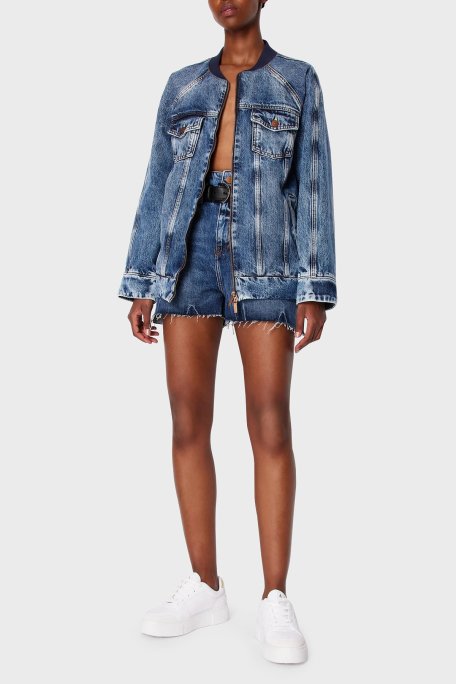 Armani Exchange J71 Yırtık Detaylı Yüksek Bel Kot Bayan Short 3DYJ71 Y16EZ 1500 MAVİ - 3