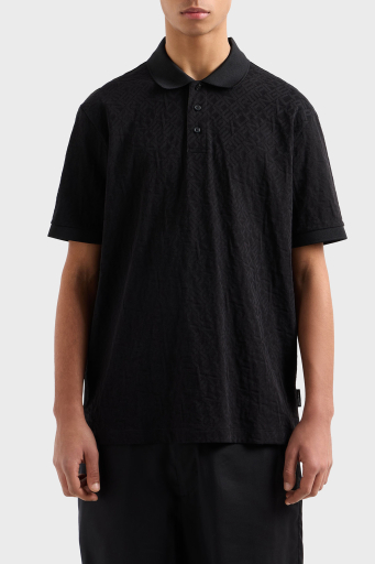 Armani Exchange Kabartmalı Logo Baskılı % 100 Pamuk Regular Fit Düğmeli Erkek Polo Yaka T Shirt XM000477 AF10337 FC013 SİYAH - 3