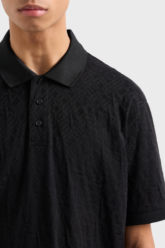 Armani Exchange Kabartmalı Logo Baskılı % 100 Pamuk Regular Fit Düğmeli Erkek Polo Yaka T Shirt XM000477 AF10337 FC013 SİYAH - 4