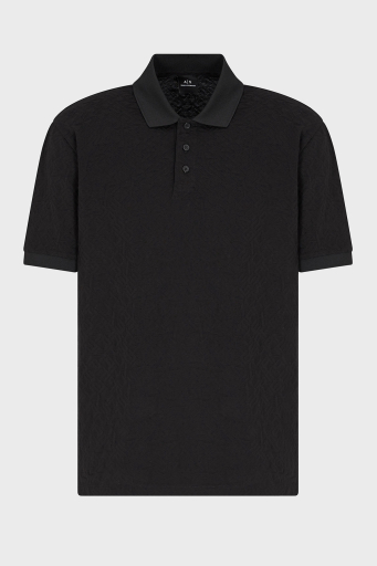 Armani Exchange Kabartmalı Logo Baskılı % 100 Pamuk Regular Fit Düğmeli Erkek Polo Yaka T Shirt XM000477 AF10337 FC013 SİYAH - 5