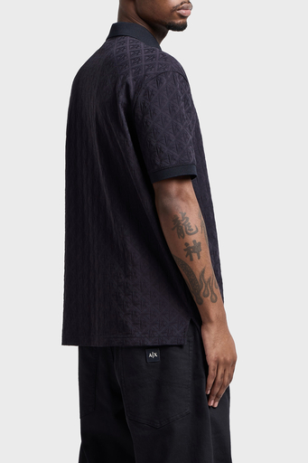 Armani Exchange Kabartmalı Logo Baskılı Pamuklu Regular Fit Düğmeli Erkek Polo Yaka T Shirt XM000219 AF10337 UB101 LACİVERT - 2