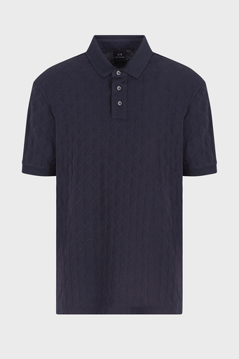 Armani Exchange Kabartmalı Logo Baskılı Pamuklu Regular Fit Düğmeli Erkek Polo Yaka T Shirt XM000219 AF10337 UB101 LACİVERT - 4