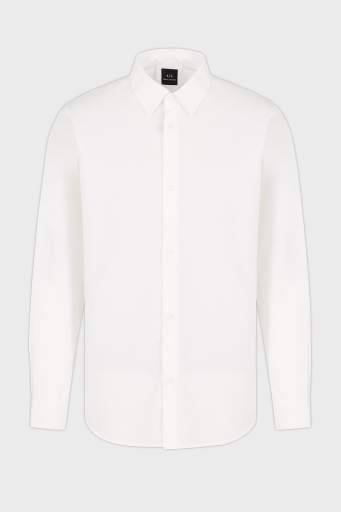 Armani Exchange Kabartmalı Logo Baskılı Pamuklu Regular Fit Kent Yaka Erkek Gömlek XM000197 AF12179 U0009 BEYAZ - 5
