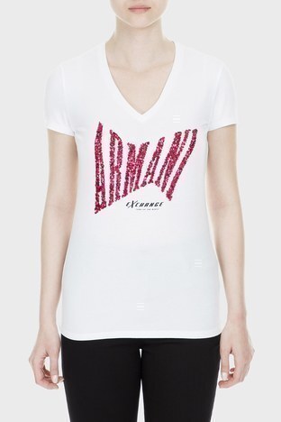 Armani Exchange - Armani Exchange Bayan T Shirt 3GYT91 YJC7Z 1000 BEYAZ