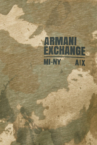 Armani Exchange - Armani Exchange Kamuflaj Desenli Regular Fit Bisiklet Yaka % 100 Pamuk Erkek T Shirt 6LZTFH ZJ8EZ 2812 HAKİ-KAMUFLAJ (1)