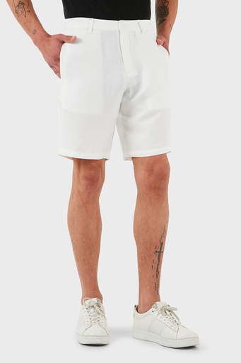 Armani Exchange Keten Regular Fit Normal Bel Suni ipek Twill Erkek Short 8NZS67 ZNFNZ 1100 BEYAZ - 2