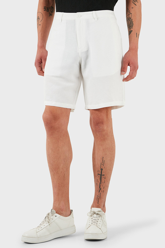 Armani Exchange Keten Regular Fit Normal Bel Suni ipek Twill Erkek Short 8NZS67 ZNFNZ 1100 BEYAZ - 4