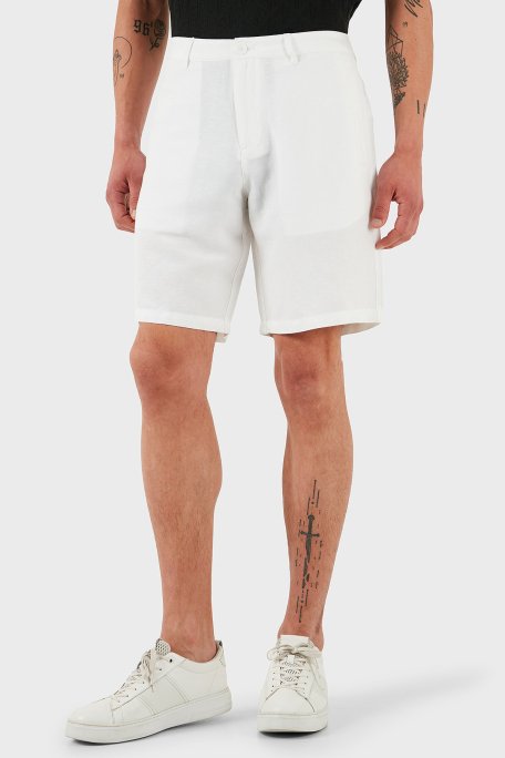 Armani Exchange Keten Regular Fit Normal Bel Suni ipek Twill Erkek Short 8NZS67 ZNFNZ 1100 BEYAZ - 4