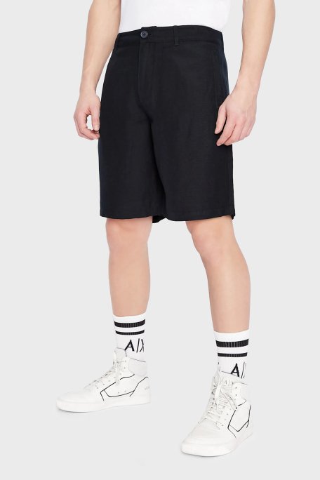Armani Exchange Keten Suni İpek Twill Erkek Bermuda 8NZS67 ZNFNZ 1583 LACİVERT - 1