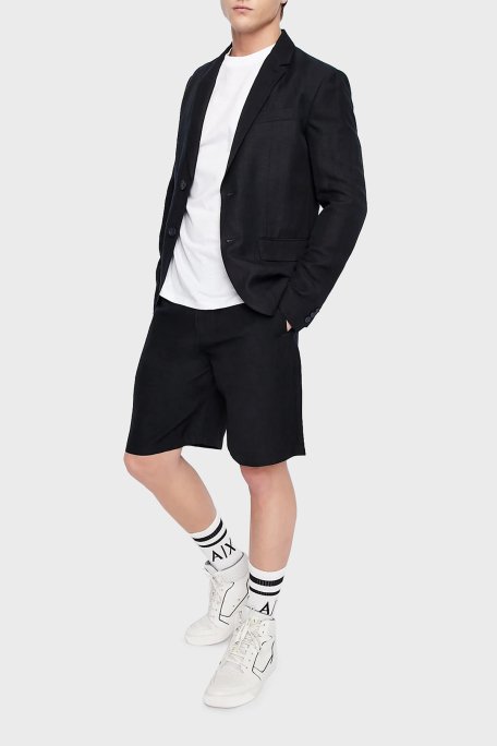 Armani Exchange Keten Suni İpek Twill Erkek Bermuda 8NZS67 ZNFNZ 1583 LACİVERT - 3