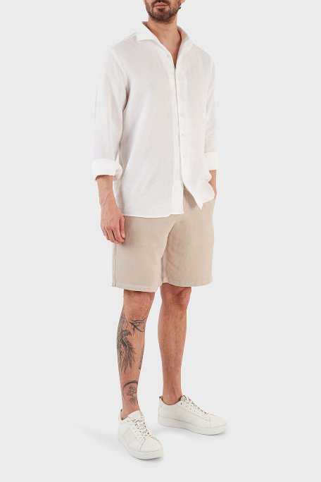 Armani Exchange Keten Suni ipek Twill Erkek Bermuda 8NZS67 ZNFNZ 1724 BEJ - 1