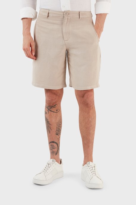 Armani Exchange Keten Suni ipek Twill Erkek Bermuda 8NZS67 ZNFNZ 1724 BEJ - 2