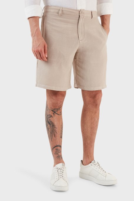 Armani Exchange Keten Suni ipek Twill Erkek Bermuda 8NZS67 ZNFNZ 1724 BEJ - 3