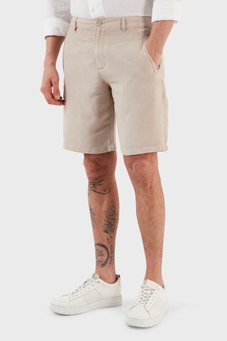 Armani Exchange Keten Suni ipek Twill Erkek Bermuda 8NZS67 ZNFNZ 1724 BEJ - 4