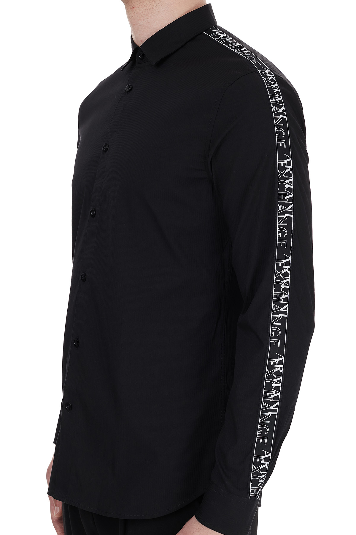 Armani Exchange Kontrast Logo Baskılı Uzun Kollu Erkek Gömlek 6HZC06 ZNY2Z 1200 SİYAH