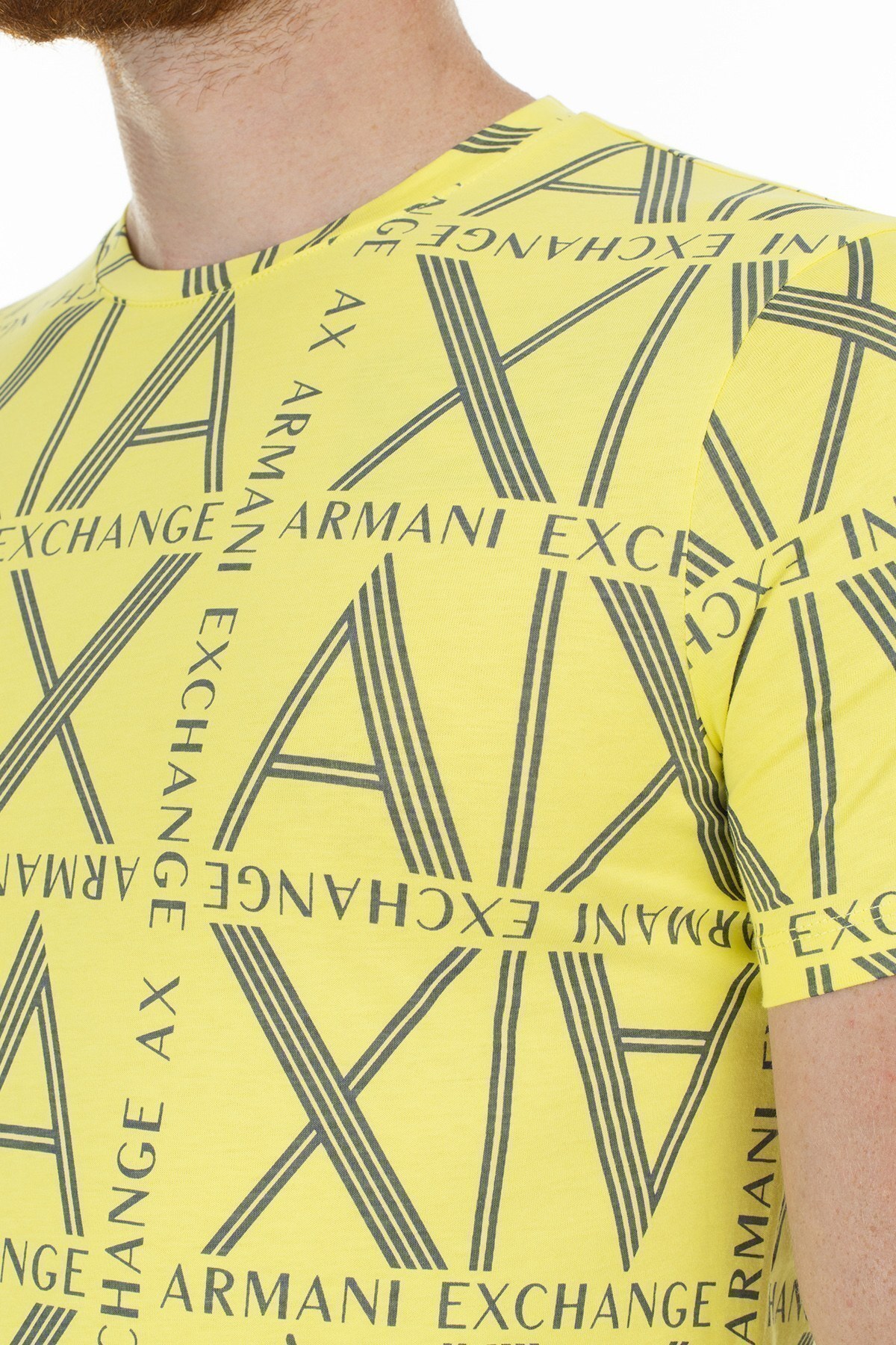 Armani Exchange Logo Baskılı % 100 Pamuk Bisiklet Yaka Erkek T Shirt 3HZTGC ZJH4Z 2661 LİMON