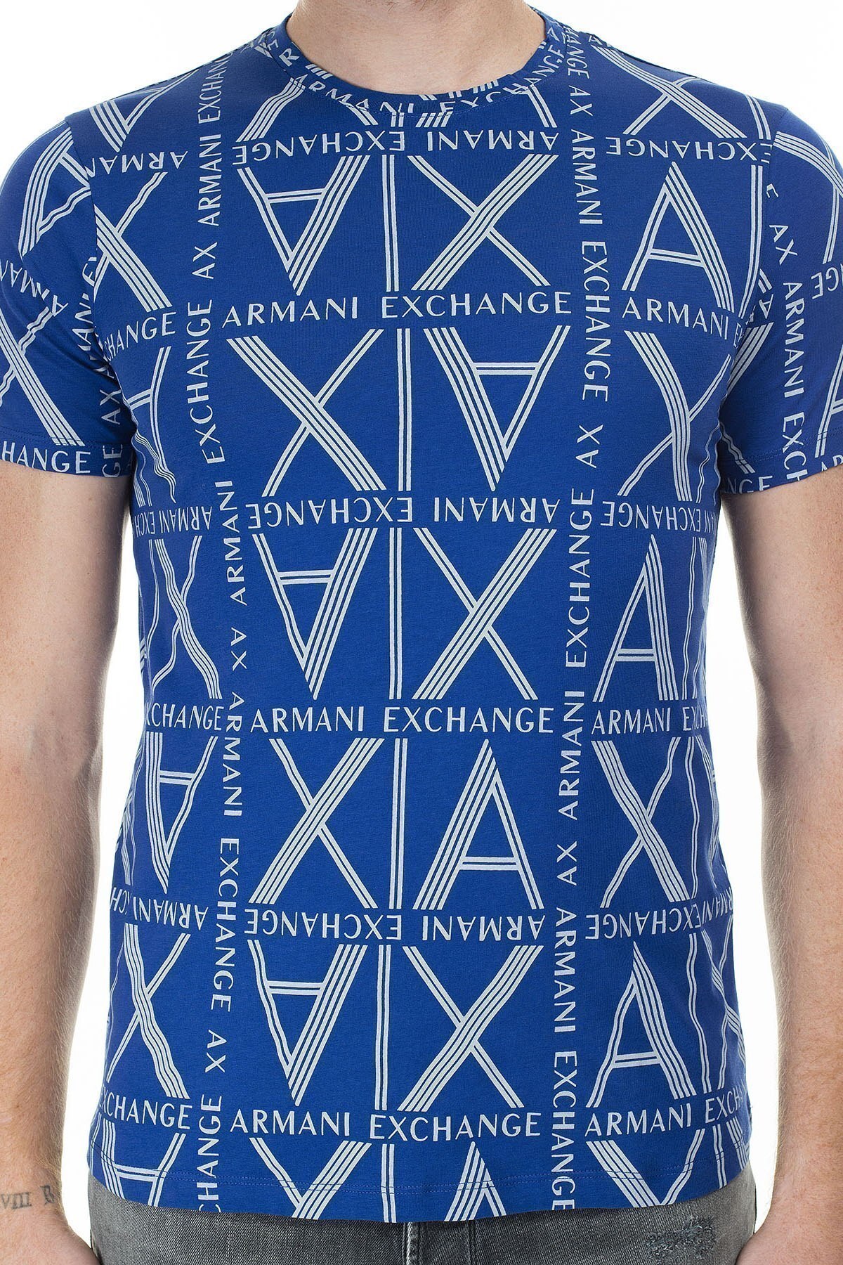 Armani Exchange Logo Baskılı % 100 Pamuk Bisiklet Yaka Erkek T Shirt 3HZTGC ZJH4Z 9503 SAKS