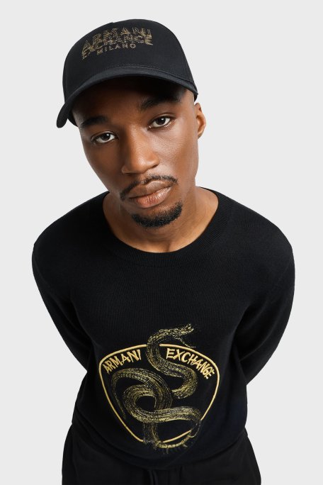 Armani Exchange Logo Baskılı % 100 Pamuk Erkek Şapka XM000284 AF12102 UC001 SİYAH - 2