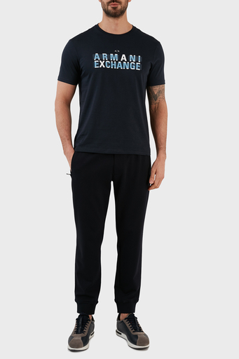 Armani Exchange Logo Baskılı Bisiklet Yaka % 100 Pamuk Regular Fit Erkek T Shirt 3RZTBC ZJA5Z 1510 LACİVERT - 1