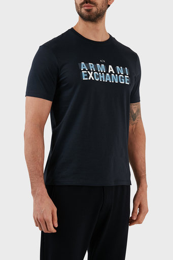 Armani Exchange Logo Baskılı Bisiklet Yaka % 100 Pamuk Regular Fit Erkek T Shirt 3RZTBC ZJA5Z 1510 LACİVERT - 3