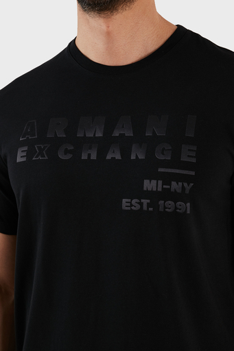 Armani Exchange Logo Baskılı Bisiklet Yaka % 100 Pamuk Regular Fit Erkek T Shirt 3RZTCA ZJ3VZ 1200 SİYAH - 4
